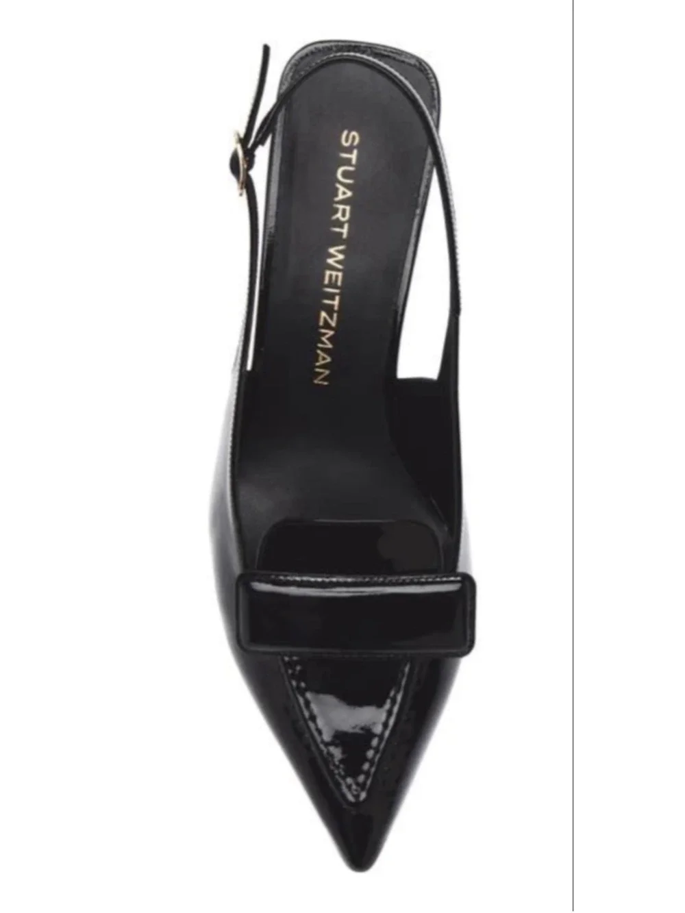 Stuart Weitzman Black Patent Leather Slingback Sovinnie Kitten Heels 8.5